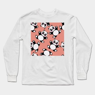 Cute Pandas Vector Art Kids Pattern Seamless Long Sleeve T-Shirt